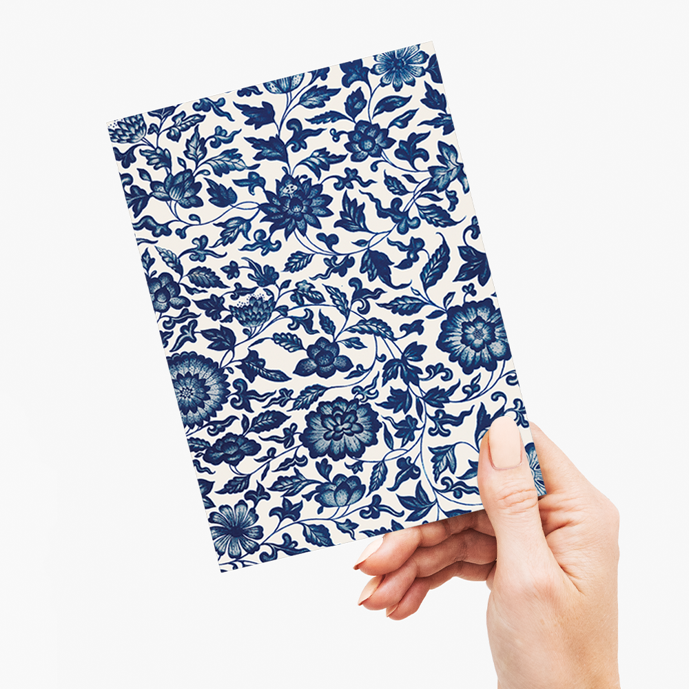 Blue flower pattern by Owen Jones - Greeting Card