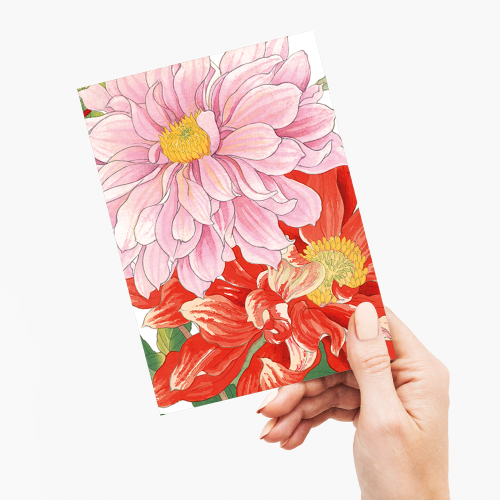 Dahlia flower By Tanigami Kônan - Wenskaart