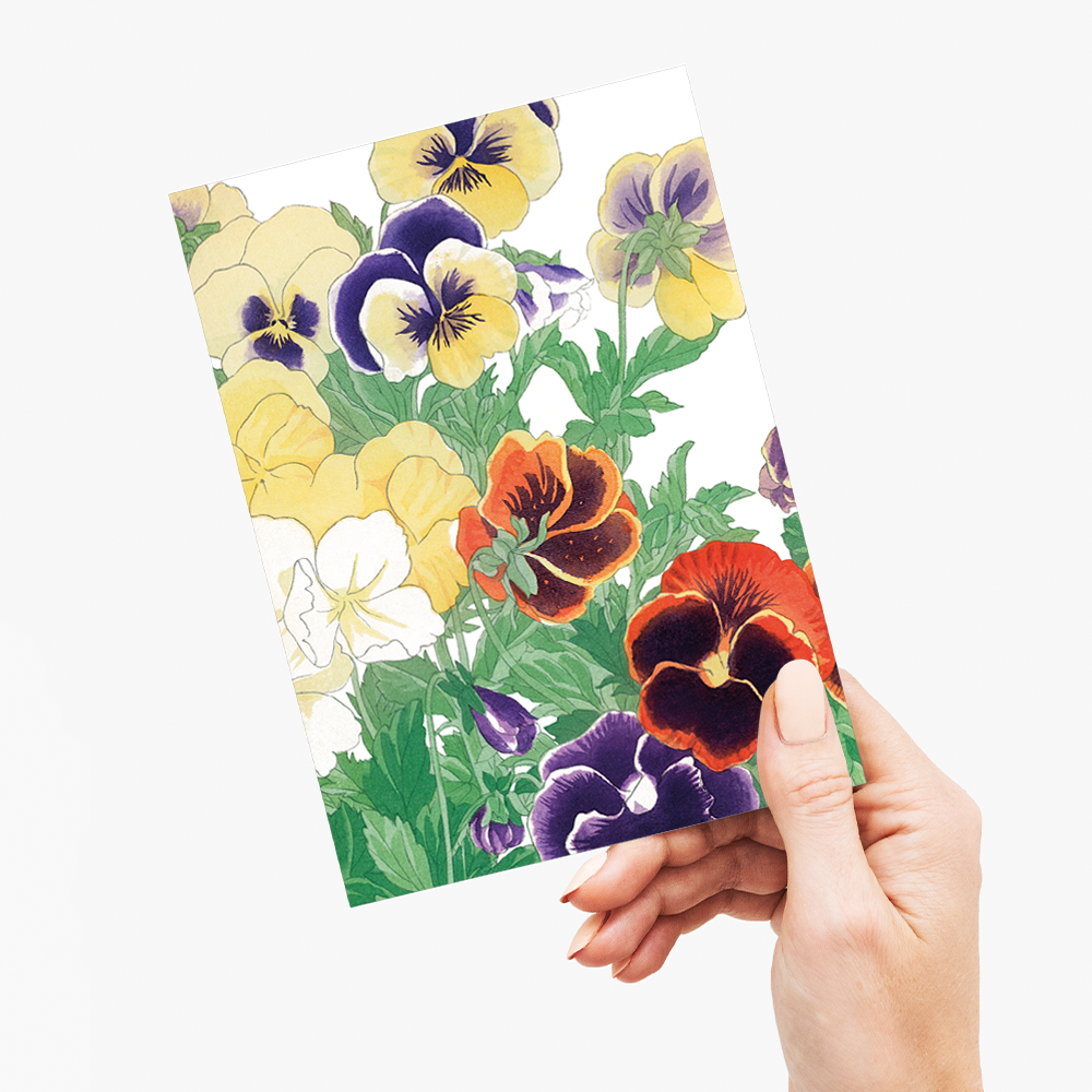 Pansy flowers By Tanigami Kônan - Wenskaart