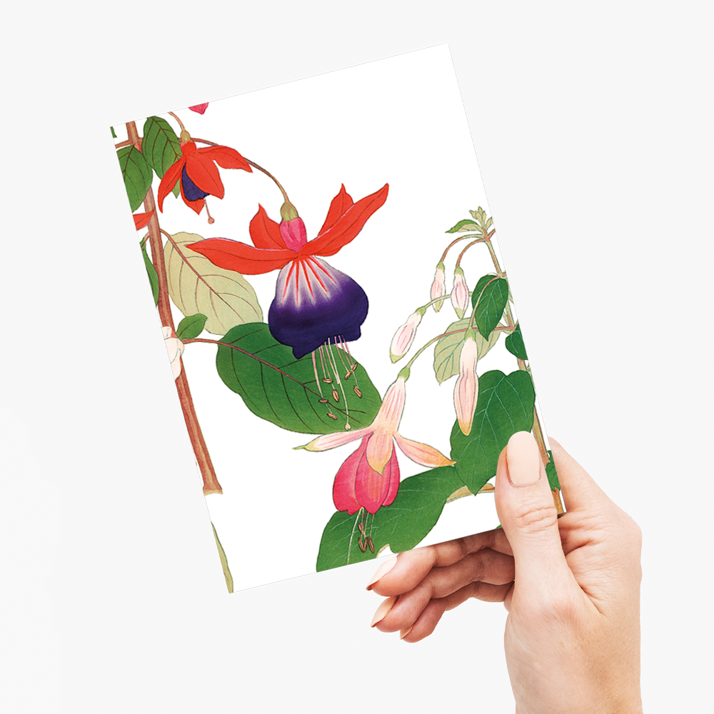 Fuchsia flower By Tanigami Kônan - Wenskaart
