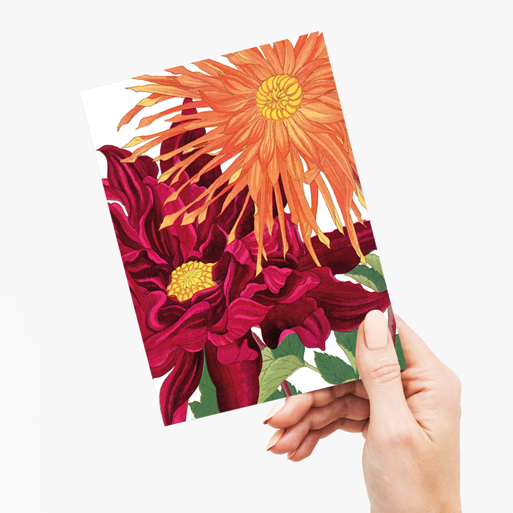 Dahlia flowers By Tanigami Kônan - Wenskaart