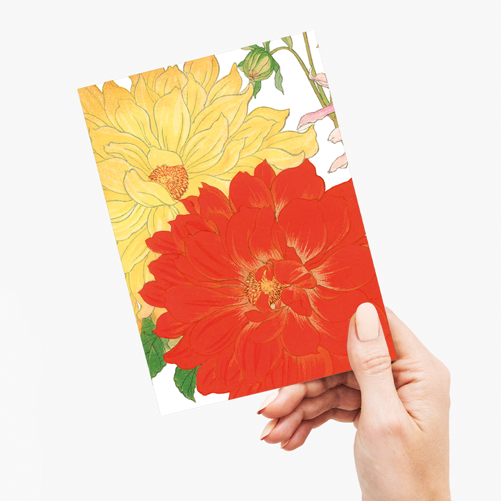 Yellow & Orange Dahlia By Tanigami Kônan - Wenskaart
