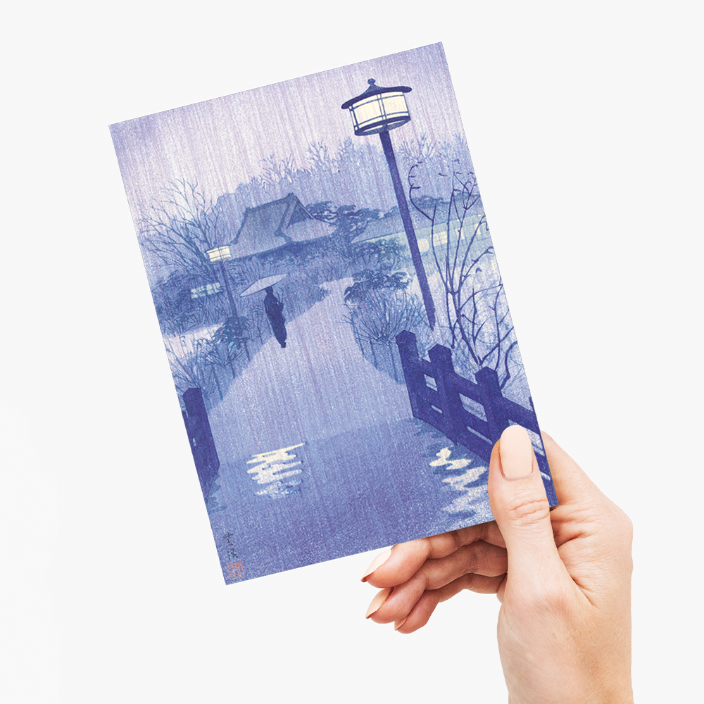 Rainy Evening at Shinobazu Pond By Kasamatsu Shiro - Greeting Card