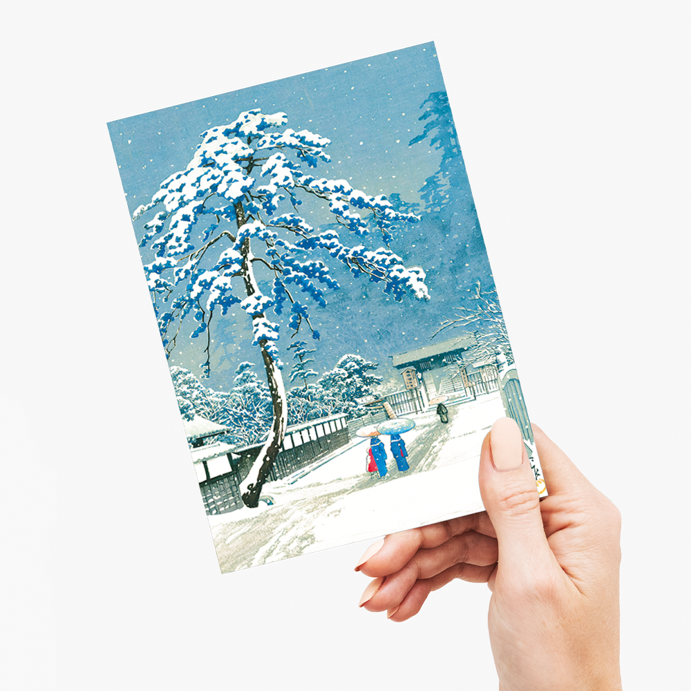 Honmonji Temple at Ikegami By Hasui Kawase - Greeting Card