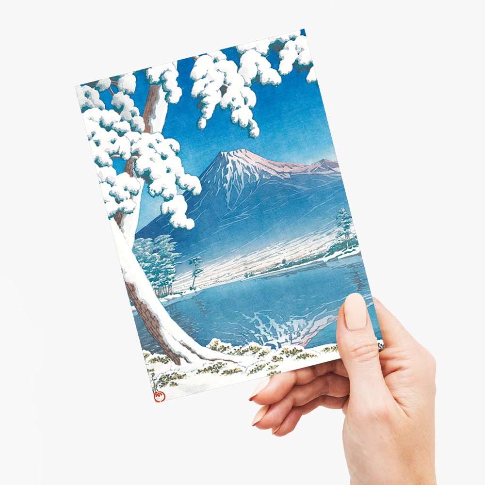 Clearing after a snowfall on Mount Fuji By Kawase Hasui - Greeting Card