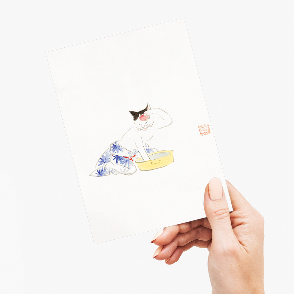 Album of Ichiryusai Hiroshige's Sketches (Cat) by Utagawa Hiroshige - Greeting Card