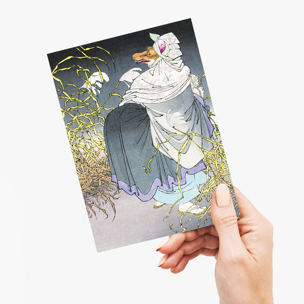 The Cry of the Fox By Tsukioka Yoshitoshi. - Greeting Card