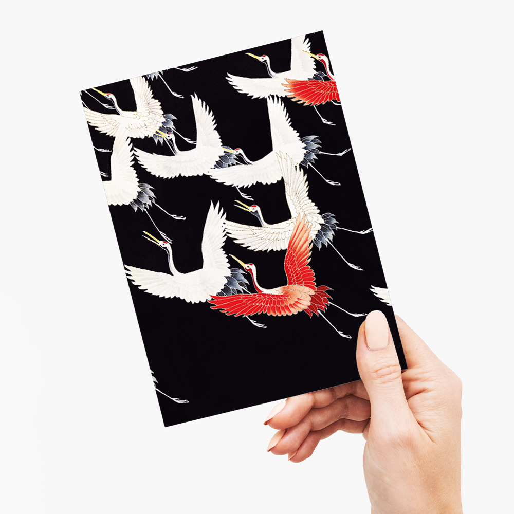 Furisode with a Myriad of Flying Cranes - Greeting Card