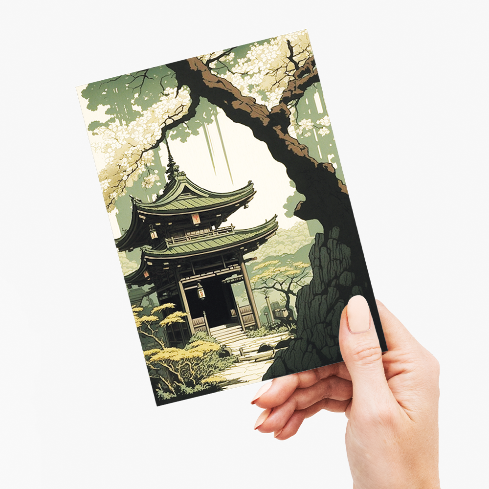 Japanese shrine in the summer - Greeting Card