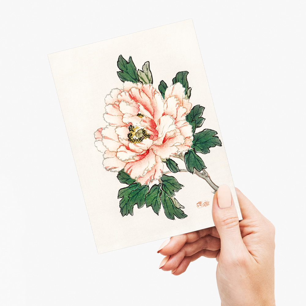 Pink rose by Kōno Bairei - Greeting Card