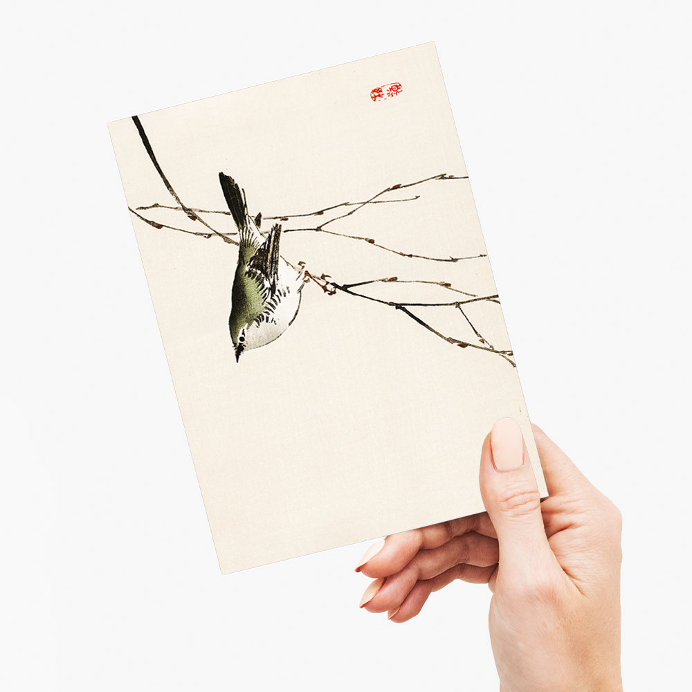 Tit by Kōno Bairei - Greeting Card