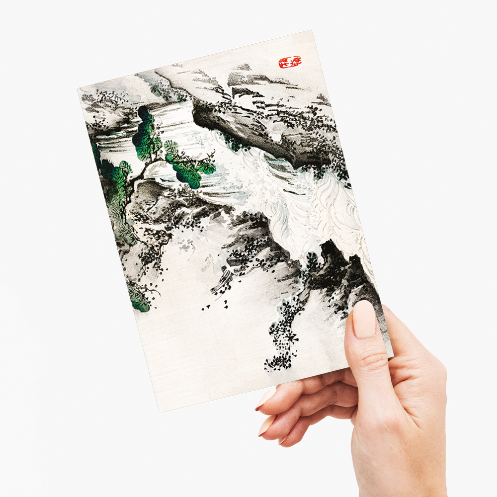 Waterfall by Kōno Bairei - Greeting Card