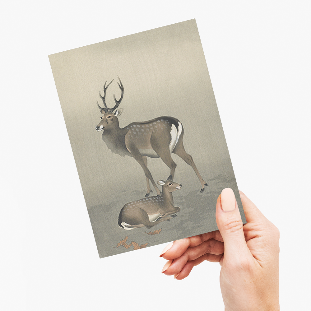 Deer by Ohara Koson - Greeting Card