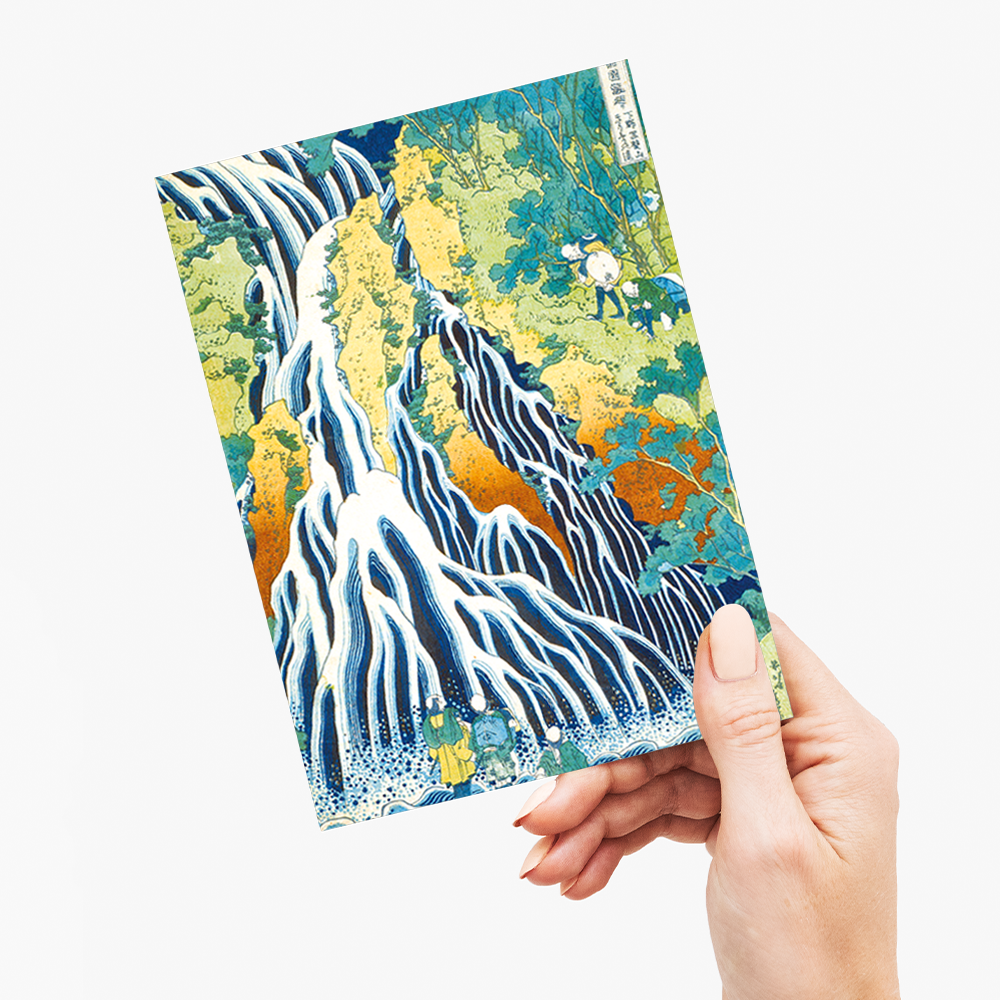 Pilgrims at Kirifuri Waterfall on Mount Kurokami in Shimotsuke Province - Greeting Card