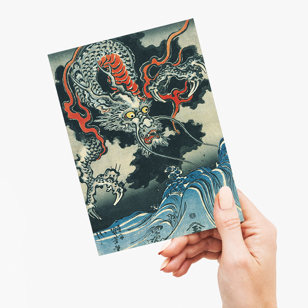 Dragon and Waves Utagawa Kuniyoshi - Greeting Card