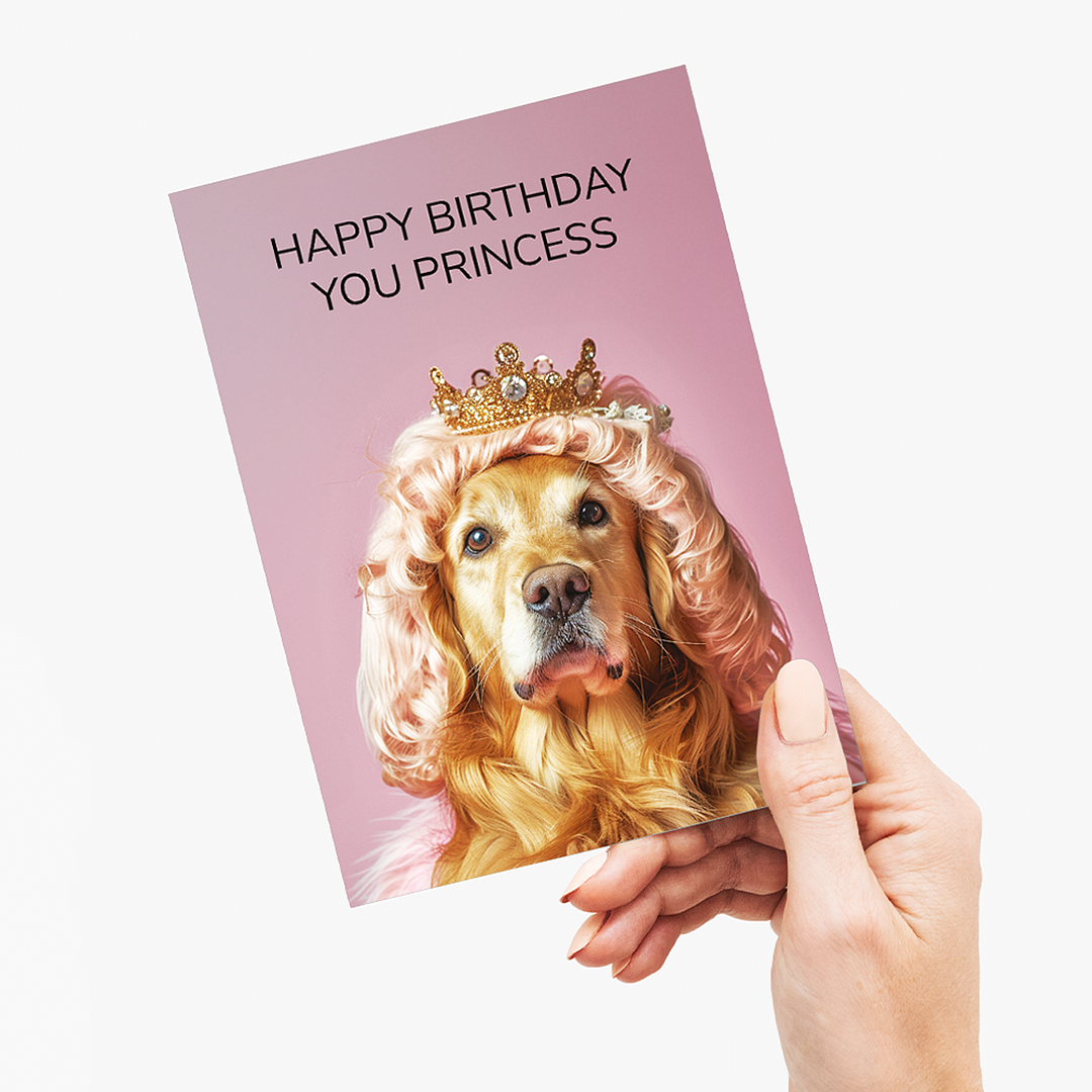 Happy birthday you princess (Golden retriever) - Greeting Card