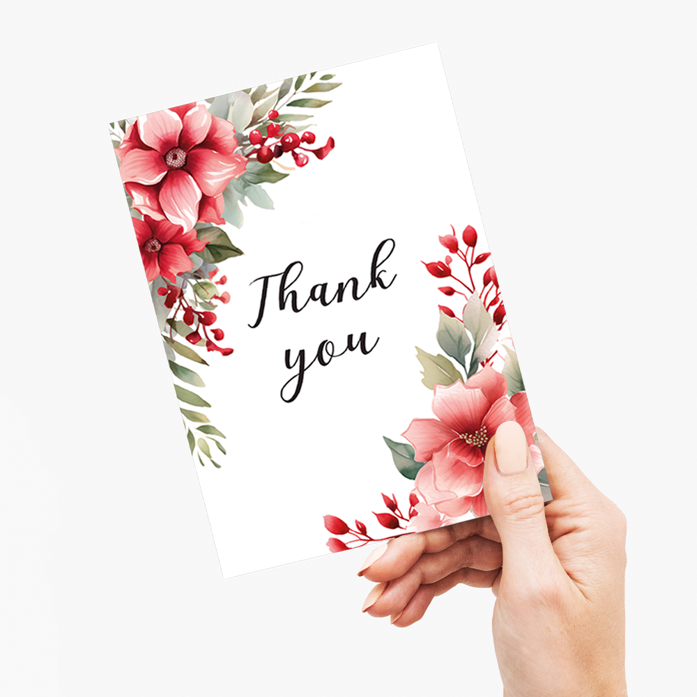 Thank you red flowers - Greeting Card