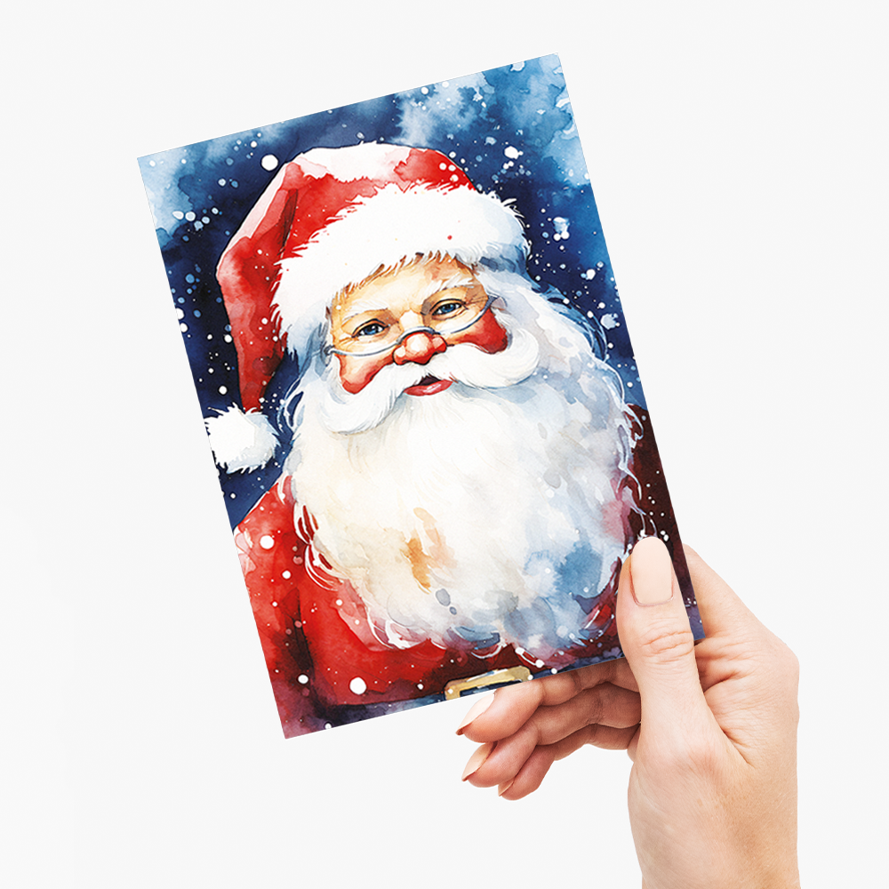 Watercolour painting portrait of santa - Greeting Card