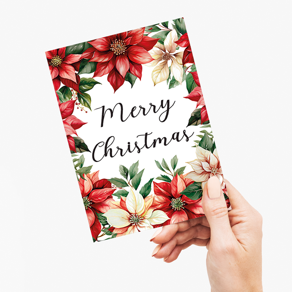 Merry Christmas Poinsettia - Greeting Card