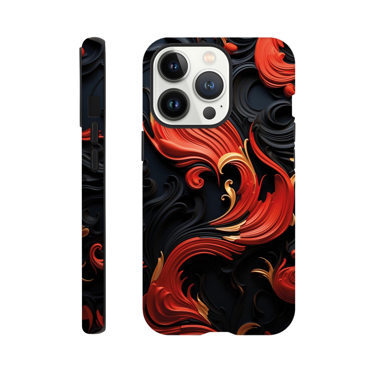 Red, Gold and black art deco pattern- Phone Case sturdy