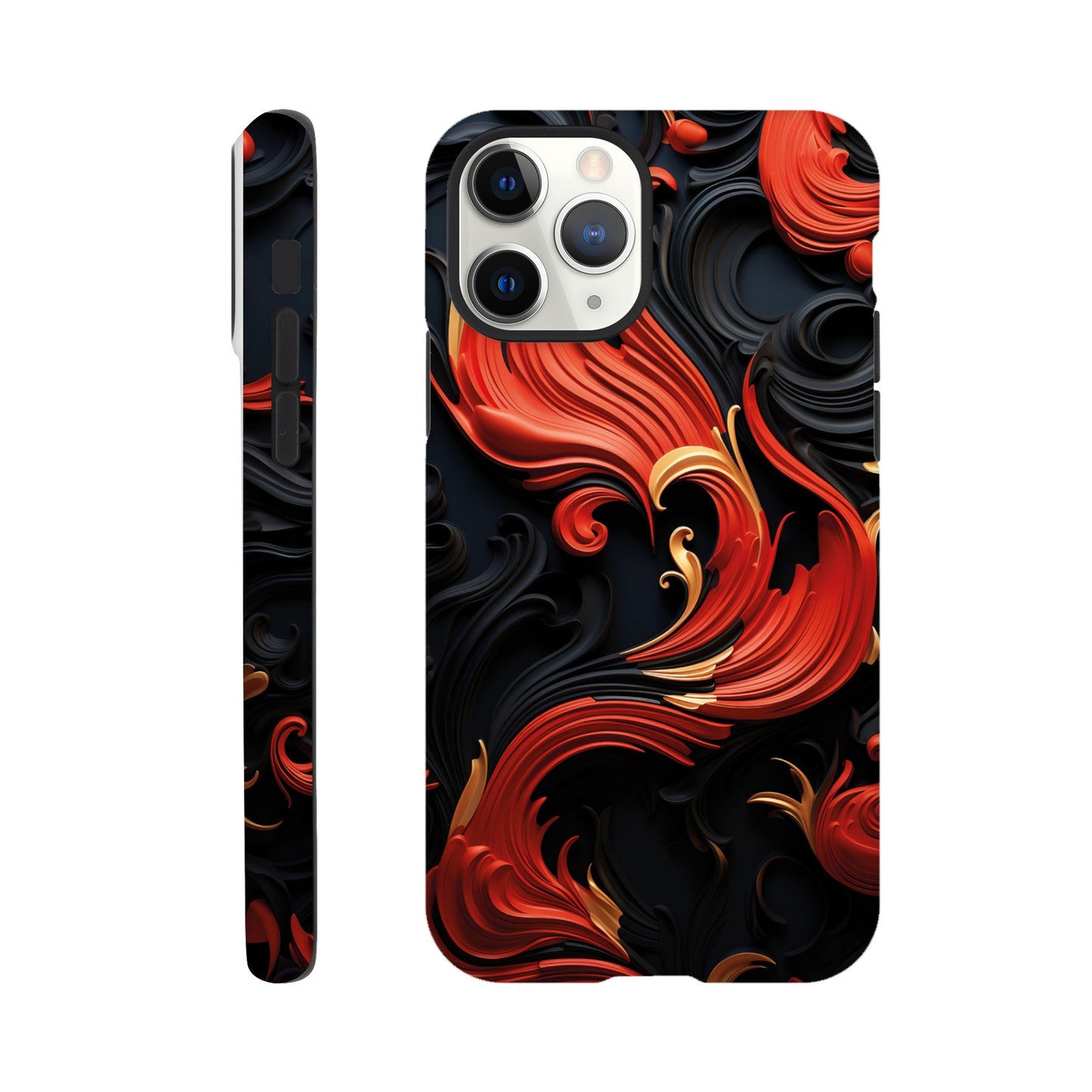 Red, Gold and black art deco pattern- Phone Case sturdy