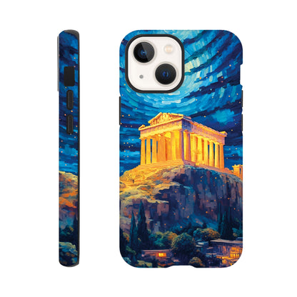 Akropolis van Athene at night in Van Gogh style - Phone case sturdy