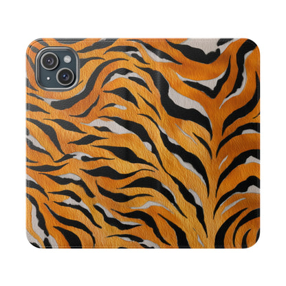 Tiger Print Flip Case, Personalized Phone Case, Stylish Wallet Case, Animal Print Cover, Gift for Wildlife Lovers