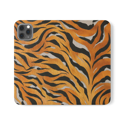 Tiger Print Flip Case, Personalized Phone Case, Stylish Wallet Case, Animal Print Cover, Gift for Wildlife Lovers