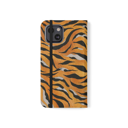Tiger Print Flip Case, Personalized Phone Case, Stylish Wallet Case, Animal Print Cover, Gift for Wildlife Lovers