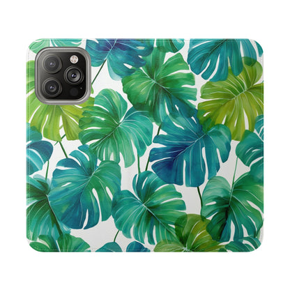 Tropical Leaf Phone Case, Flip Case for Smartphones, Modern Phone Cover, Gift for Nature Lovers, Travel Accessory, Tropical Vibes