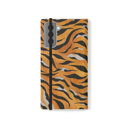 Tiger Print Flip Case, Personalized Phone Case, Stylish Wallet Case, Animal Print Cover, Gift for Wildlife Lovers