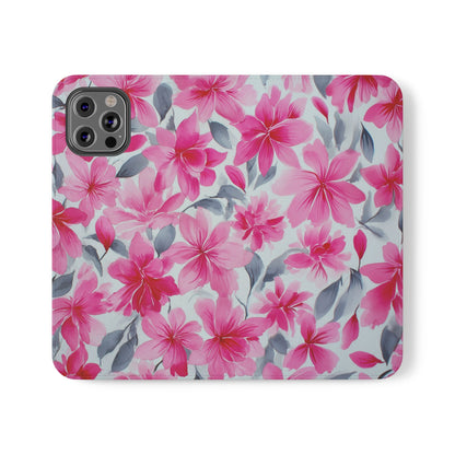 Floral Flip Phone Cases, Elegant Smartphone Covers, Spring Decor, Stylish Gift for Her, Patterned Wallet Case, Trendy Phone Protectors