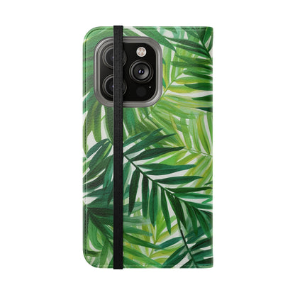 Tropical Leaf Flip Case for Phones, Eco-Friendly Phone Cover, Stylish Wallet Case, Perfect Gift for Nature Lovers, Spring/Summer Accessory