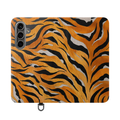 Tiger Print Flip Case, Personalized Phone Case, Stylish Wallet Case, Animal Print Cover, Gift for Wildlife Lovers