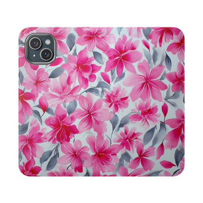 Floral Flip Phone Cases, Elegant Smartphone Covers, Spring Decor, Stylish Gift for Her, Patterned Wallet Case, Trendy Phone Protectors