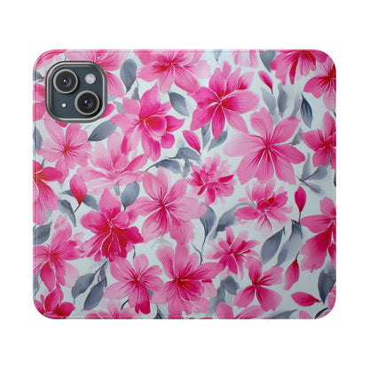 Floral Flip Phone Cases, Elegant Smartphone Covers, Spring Decor, Stylish Gift for Her, Patterned Wallet Case, Trendy Phone Protectors