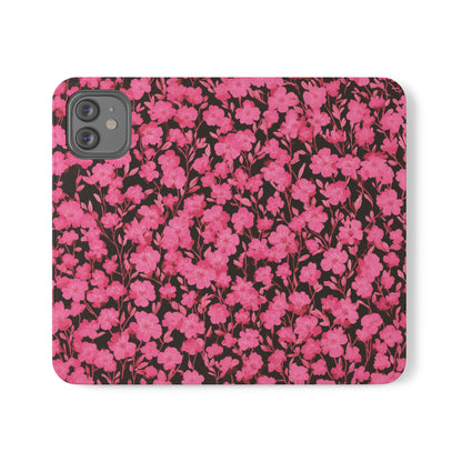 Floral Flip Cases for Phones, Cute Floral Phone Wallet, Gift for Her, Trendy Phone Accessories, Mother's Day Gift, Phone Protection