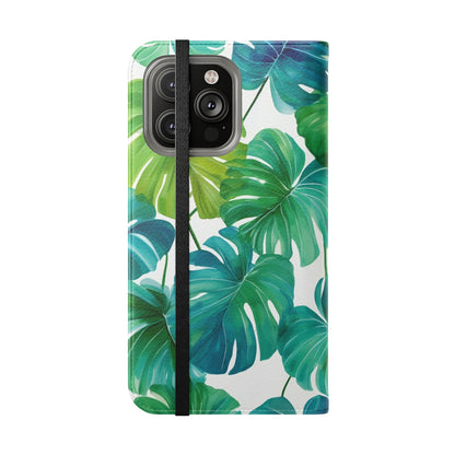 Tropical Leaf Phone Case, Flip Case for Smartphones, Modern Phone Cover, Gift for Nature Lovers, Travel Accessory, Tropical Vibes