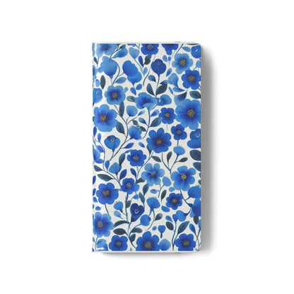 Blue Floral Pattern Flip Cases for Phones, Elegant Phone Wallet, Gift for Her, Stylish Phone Covers, Mother's Day Gift, Business Card Holder