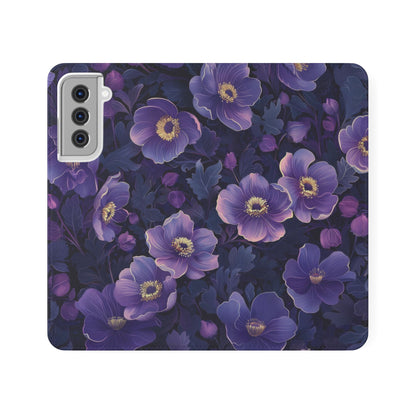 Floral Print Flip Case for Phone, Elegant Protective Cover, Stylish Wallet Case, Ideal Gift for Her, Trendy Cell Phone Accessory