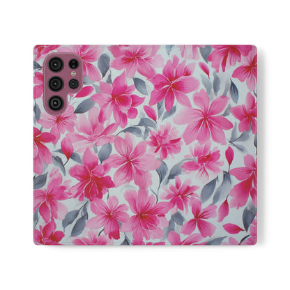 Floral Flip Phone Cases, Elegant Smartphone Covers, Spring Decor, Stylish Gift for Her, Patterned Wallet Case, Trendy Phone Protectors