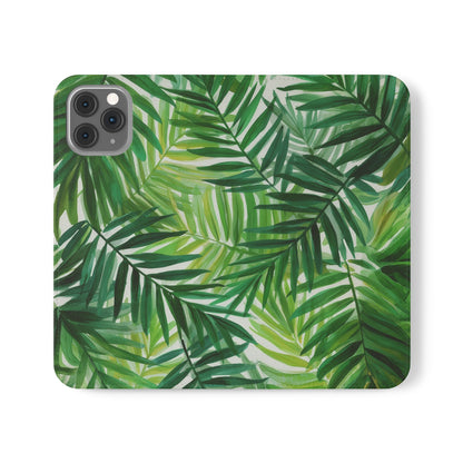 Tropical Leaf Flip Case for Phones, Eco-Friendly Phone Cover, Stylish Wallet Case, Perfect Gift for Nature Lovers, Spring/Summer Accessory