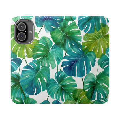 Tropical Leaf Phone Case, Flip Case for Smartphones, Modern Phone Cover, Gift for Nature Lovers, Travel Accessory, Tropical Vibes