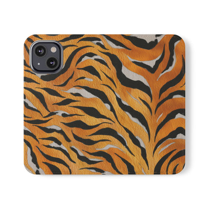 Tiger Print Flip Case, Personalized Phone Case, Stylish Wallet Case, Animal Print Cover, Gift for Wildlife Lovers