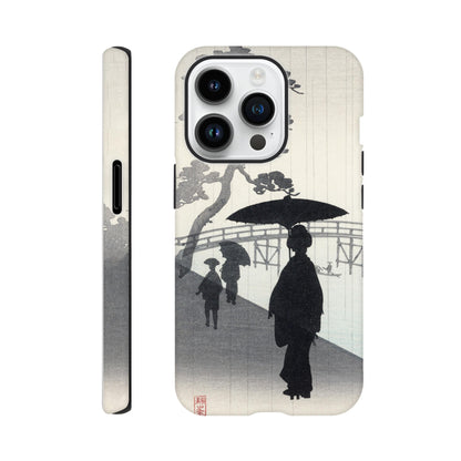 Geisha with umbrella silhouette woodblock - Phone Case Sturdy