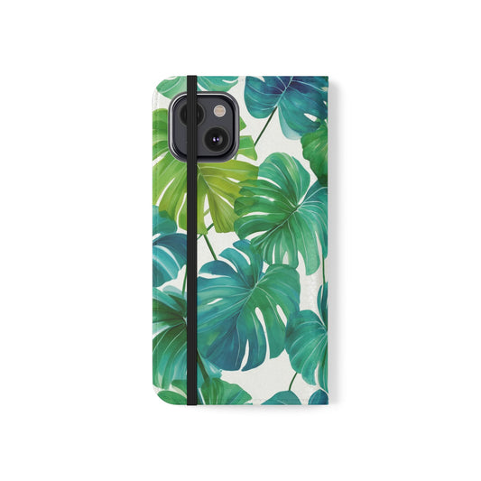 Tropical Leaf Phone Case, Flip Case for Smartphones, Modern Phone Cover, Gift for Nature Lovers, Travel Accessory, Tropical Vibes