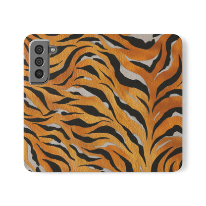 Tiger Print Flip Case, Personalized Phone Case, Stylish Wallet Case, Animal Print Cover, Gift for Wildlife Lovers