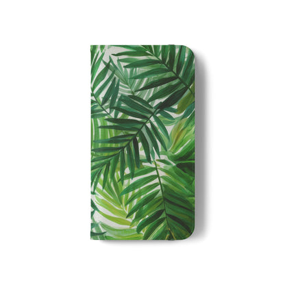 Tropical Leaf Flip Case for Phones, Eco-Friendly Phone Cover, Stylish Wallet Case, Perfect Gift for Nature Lovers, Spring/Summer Accessory