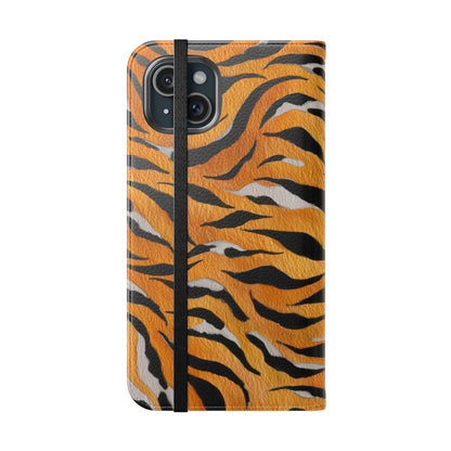 Tiger Print Flip Case, Personalized Phone Case, Stylish Wallet Case, Animal Print Cover, Gift for Wildlife Lovers