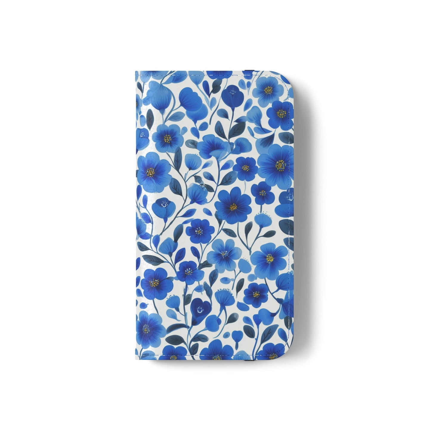 Blue Floral Pattern Flip Cases for Phones, Elegant Phone Wallet, Gift for Her, Stylish Phone Covers, Mother's Day Gift, Business Card Holder